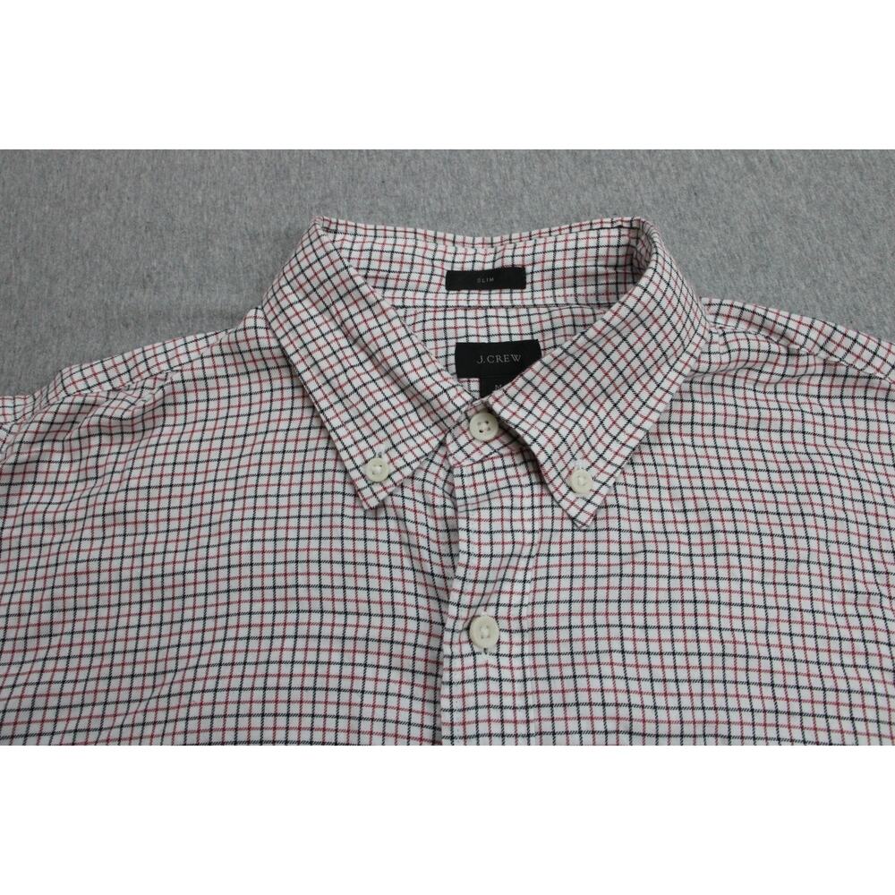 J Crew Dress Shirt Mens Size Medium Checkered Cotton Cuff Long Sleeve Slim Fit